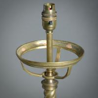 Pair of Late Victorian Brass Spiral Column Table Lamps