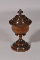 S/5958 Antique Treen Early 19th Century Apple Wood Lidded Urn