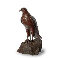 Black Forest linden wood model of a hawk