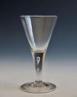 Antique wine glass plain stem English circa 1750