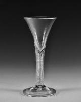 Antique multi spiral air twist wine glass English circa 1755