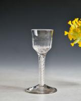 Antique opaque twist wine glass English circa 1765