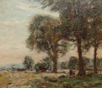 Herbert Royle "Haymaking, Yorkshire" oil painting