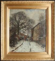 Herbert Royle "Winter at Nesfield" Wharfedale, Yorkshire, oil painting