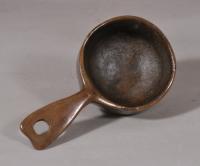 S/5946 Antique Treen Early 19th Century Swedish Fruitwood Dipping Ladle