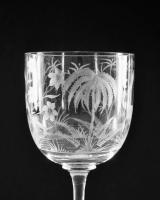 Antique glass engraved goblet Joseph Keller circa 1880
