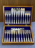 Sterling silver Kings pattern fish knives and forks 1915 William Hutton
