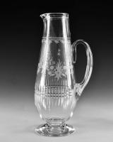 Antique glass engraved jug and two goblets English circa 1880
