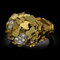 Grima 1967 Vintage 18ct Yellow Gold And Diamond Bombe-Style Dress Ring