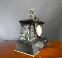 Egyptian Revival Bronze and Marble Mantel Clock