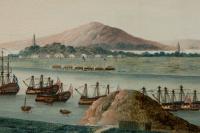Unknown Chinese Artist - Pair of Chinese Export Paintings: ‘The Whampoa Anchorage on the Pearl River’ and ‘The Hongs of the Canton Waterfront’
