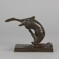 Early 20th Century Bronze Study entitled "Tumbling Hare" by Andre Becquerel