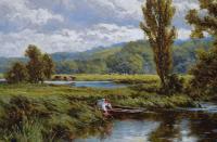 River landscape near Pangbourne by Henry H Parker