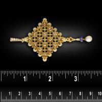 Antique Diamond And Natural Pearl Lozenge Pendant Attributed to Giuliano Circa 1880