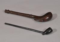 S/5922 Antique Treen 18th Century Cherry Wood Pipe Case with Original Pipe