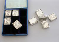 Cased Set 9 Victorian MacNeill's Patent Silver Stamp Applicator's. By Robert Hennell IV, London 1869
