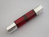 Victorian Silver Mounted Ruby Glass Combination Scent & Smelling Salts Bottle. By Sampson Mordan, London 1882