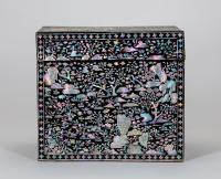 Mother-of-Pearl Inlaid Lacquered Box with European Figures
