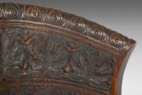 Pair of  Anglo-Indian  Carved Rosewood Revolving Throne Chairs