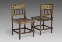 Pair of Regency Rosewood and 'Buhl' Marquetry Antiquarian Side Chairs