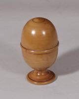 S/5961 Antique Treen Late 19th Century Boxwood Pill Silverer