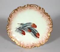 Limoges Porcelain Dessert Plates decorated with Feathers, Set of Ten, 1891-1900
