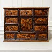 A fruitwood, marquetry table-top cabinet Augsburg, Germany, circa 1600