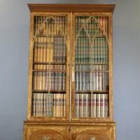George III period satinwood secretaire bookcase / display cabinet