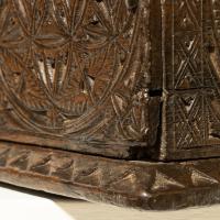 A mid-17th century chip-carved oak box, English/Welsh, circa 1650