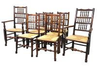 Set Of 8 Georgian Spindleback Farmhouse Dining Chairs