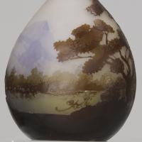 Early 20th Century French Cameo Glass "Banjo Mountain Vase" by Emile Gallé