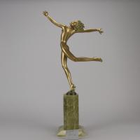 Early 20th Century Cold-Painted Bronze Sculpture "Deco Dancer" by Josef Lorenzl