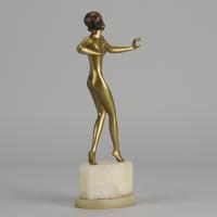 Early 20th Century Art Deco Cold-Painted Bronze Study "Wanda" By Josef Lorenzl