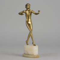 Early 20th Century Art Deco Cold-Painted Bronze Study "Wanda" By Josef Lorenzl