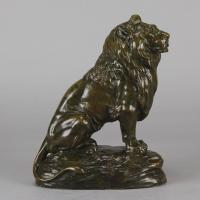 Early 20th Century French Bronze Sculpture "Lion Assis" by Clovis Masson
