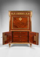 A Louis XVI Ormolu-Mounted, Brass and Ebony Inlaid Mahogany Secretaire A Abattant Attributed to Guillaume Beneman. Circa 1785