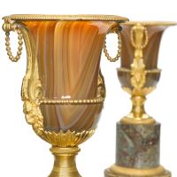 A Pair of Directoire Ormolu Mounted Agate Vases, Circa 1810