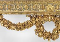 A Louis XVI Carved Giltwood and Blue-Painted Console Table Attributed to George Jacob.  Circa 1785