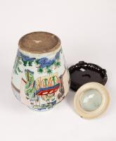 Base of jar and lid of Wucai shunzhi baluster jar and cover
