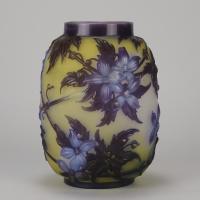 Early 20th French Cameo Glass Vase entitled "Clematis Vase" by Emille Galle