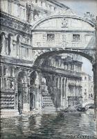 Jules Lessore - The Bridge of Sighs, Venice - watercolour 