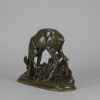 Late 19th Century Animalier Bronze entitled "Biche Buvant" by Pierre Jules Mêne