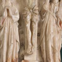 An early, rare medieval alabaster relief, The Crucifixion, England, Midlands, circa 1380-1400