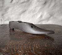 Carved Welsh folkart slate shoe