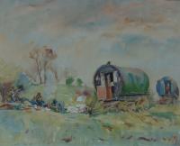 Fred Lawson "The Gipsy Camp, Wensleydale" watercolour