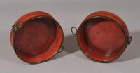S/5993 Antique Pair of Georgian Red Lacquered Papier Mache Coasters