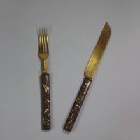 Further example of pair of gilt-steel knife and fork, Japanese