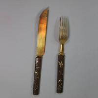Detail of one pair of cutlery with kozuka handles