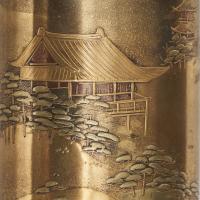 late 19th Century Japanese Gold lacquer Wakizashi with exquisite Shibayama decoration