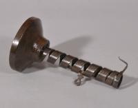 S/5989 Antique Treen 18th Century Spiral Metal Candlestick